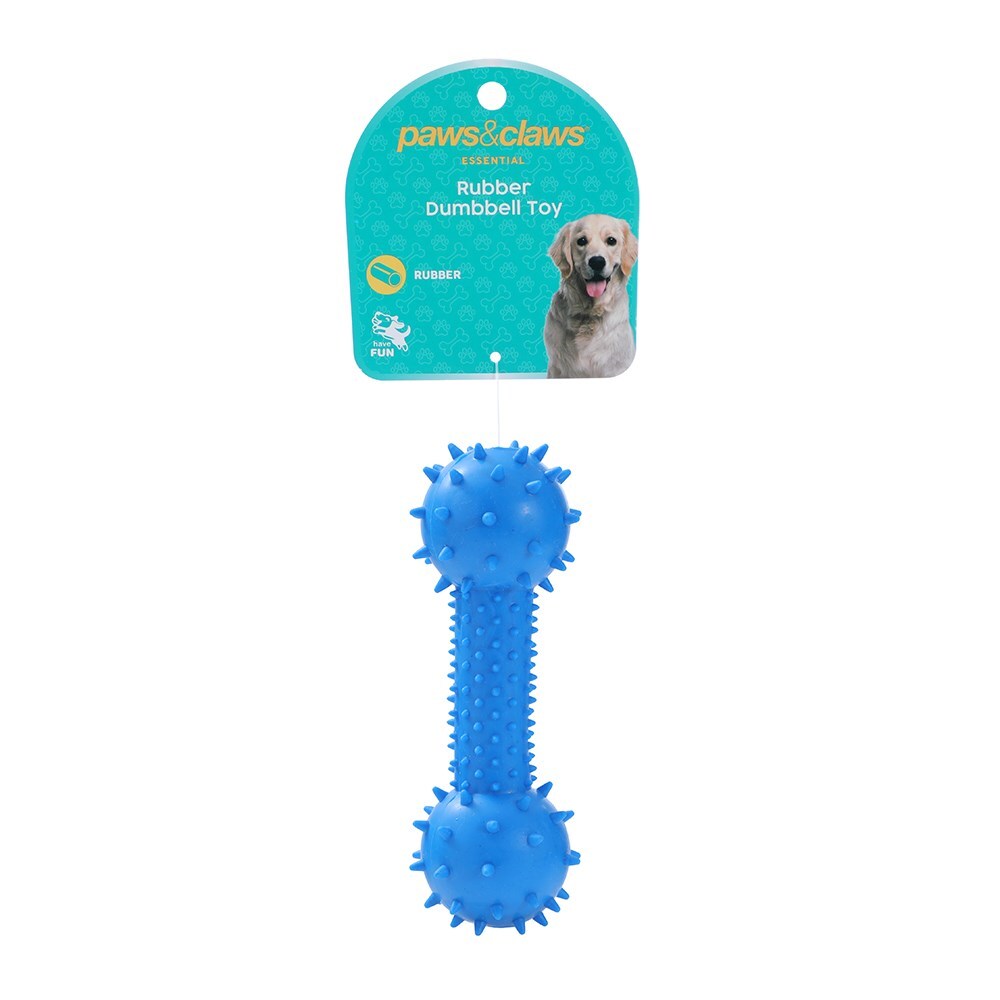 36034-paws-claws-rubber-14-5x5cm-dumbbell-pet-dog-toy-assorted