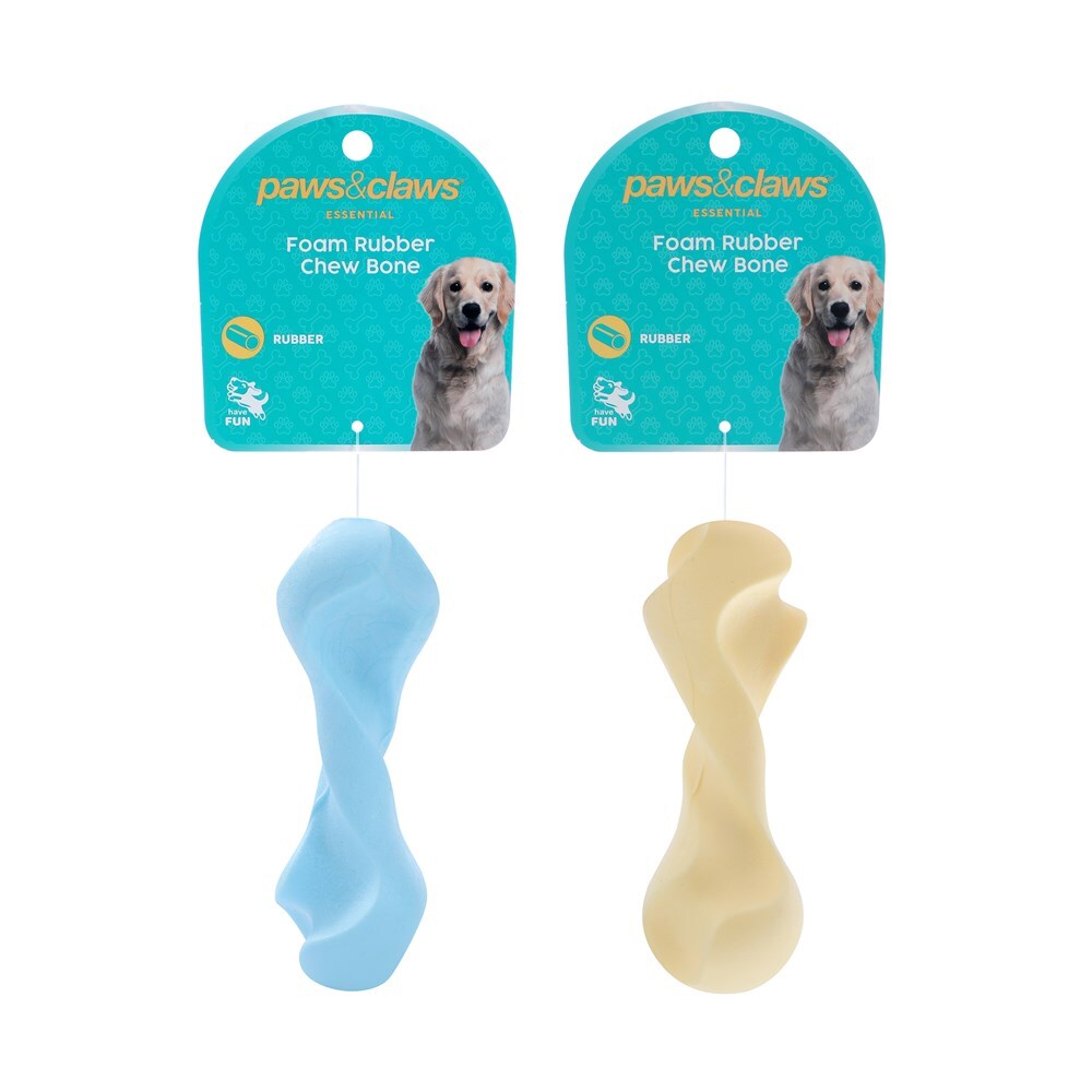 36058-paws-claws-tpr-foam-12-5cm-rubber-chew-bone-pet-dog-toy-assorted