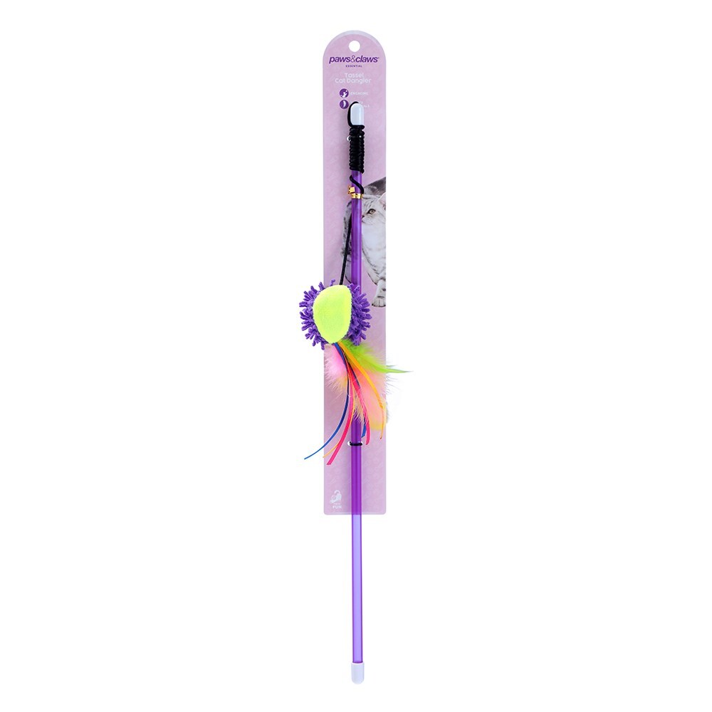 36119-paws-claws-45cm-tassel-cat-kitten-pet-toy-dangler-assorted