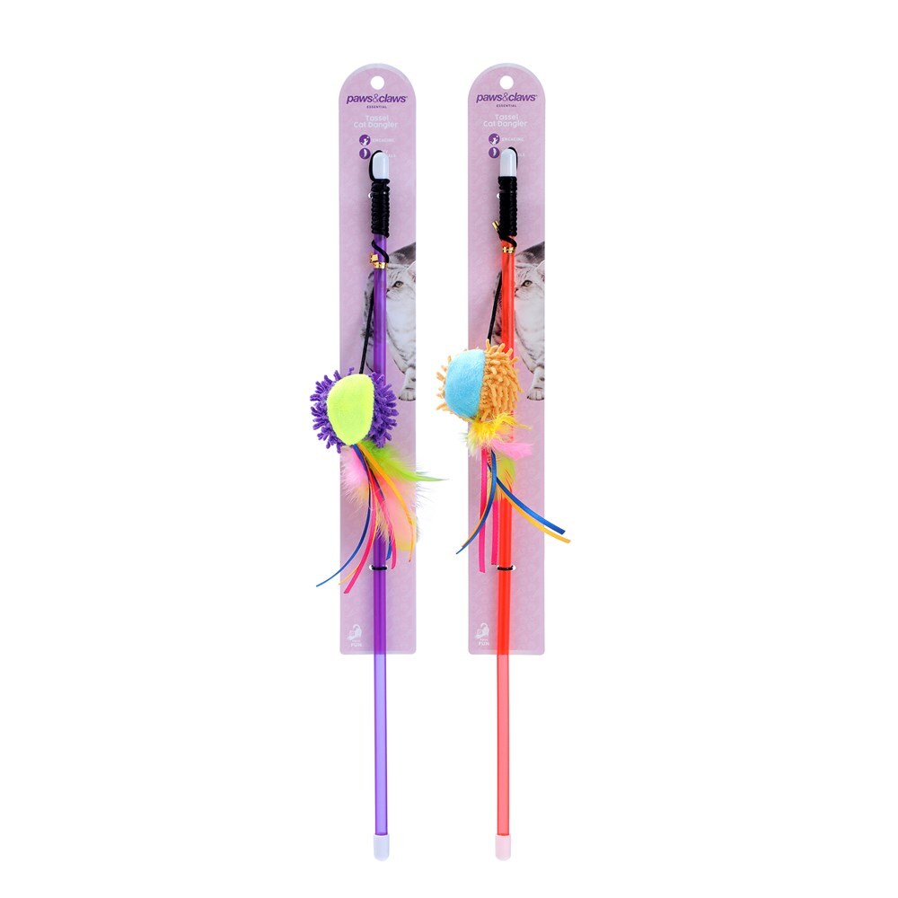 36119-paws-claws-45cm-tassel-cat-kitten-pet-toy-dangler-assorted