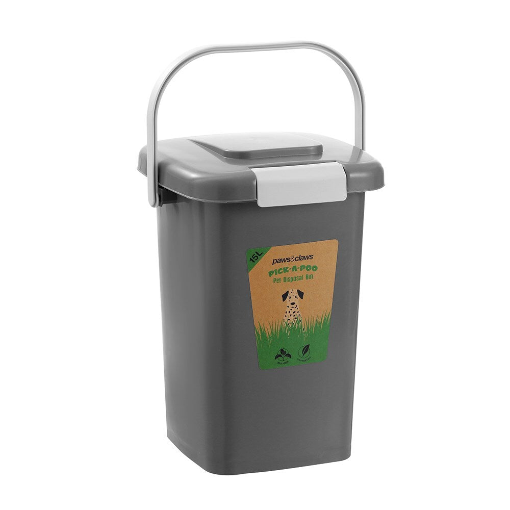 37260-paws-claws-15l-36cm-pet-disposal-bin-w-handle-grey
