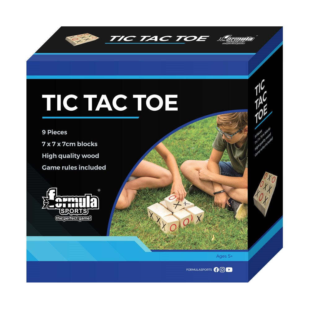 9pc Formula Sports 7cm Square Tic Tac Toe Wood Blocks 5y+