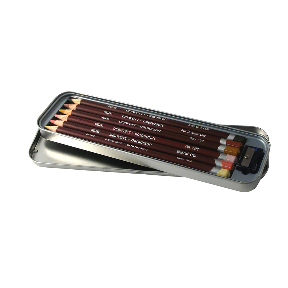 2300217-6pk-derwent-coloursoft-skintones-drawing-colouring-pencil-tin