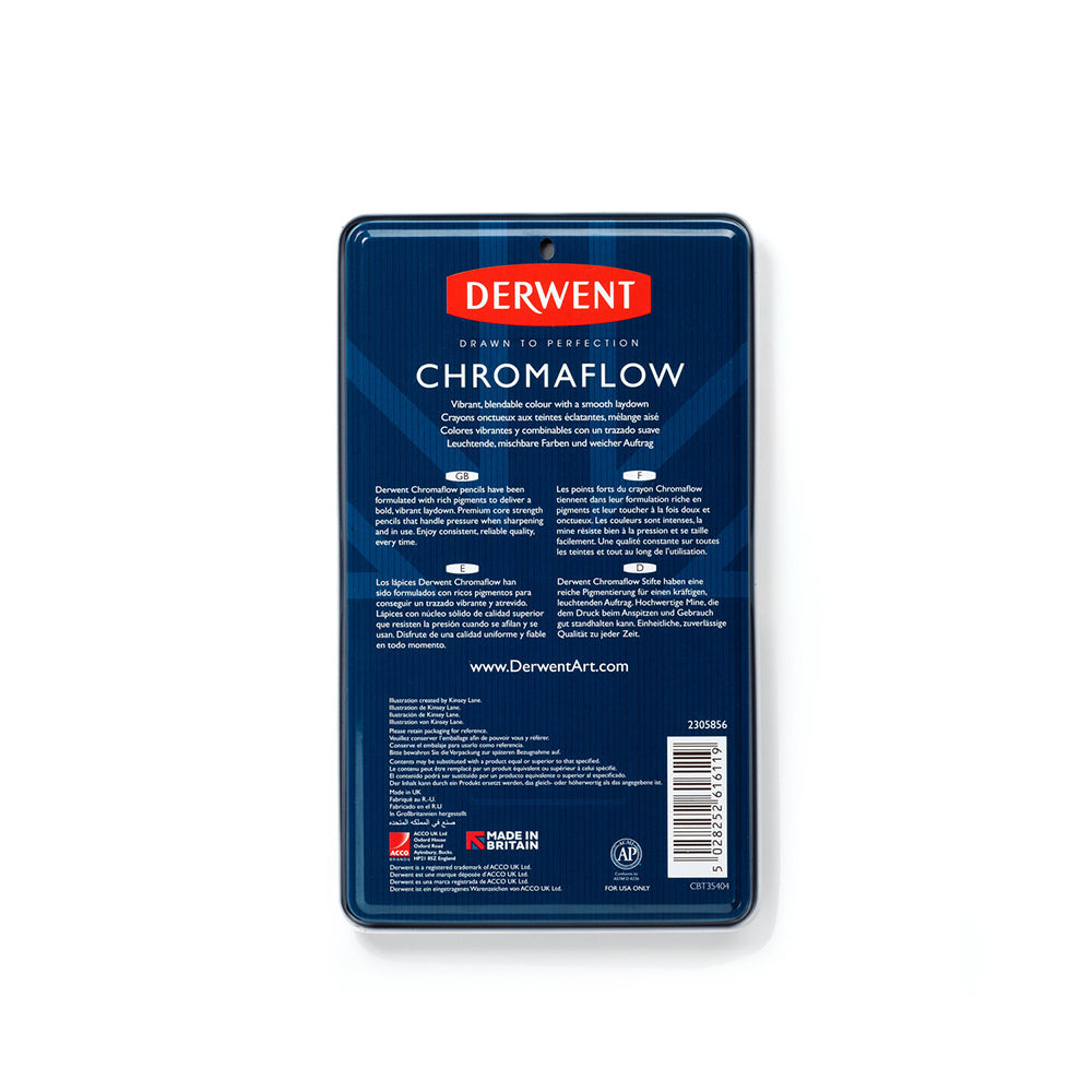 2305856-12pk-derwent-chromaflow-professional-drawing-colouring-pencil-tin