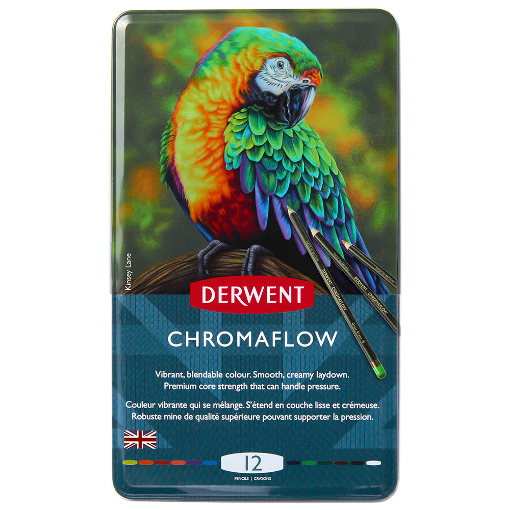 2305856-12pk-derwent-chromaflow-professional-drawing-colouring-pencil-tin