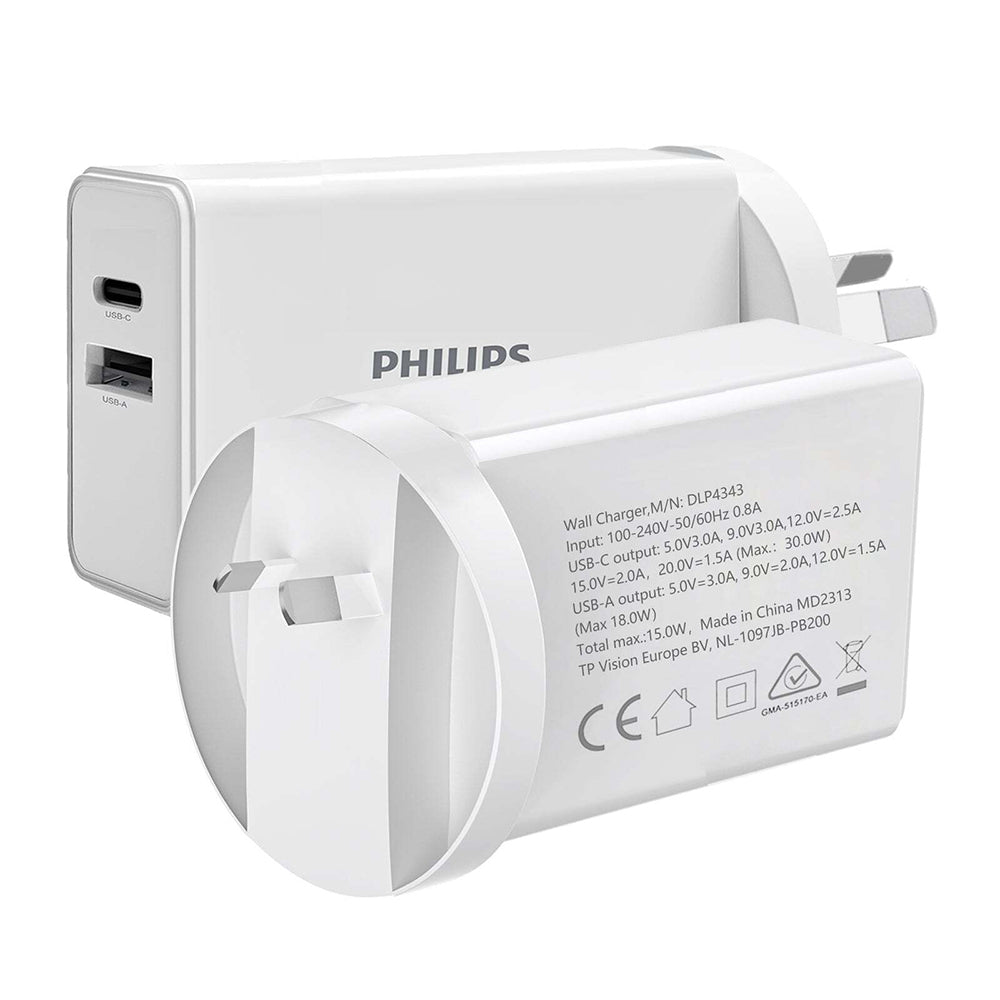 4895229134911-philips-30w-usb-a-usb-c-wall-charger-plug-adapter-for-iphone-samsung-white