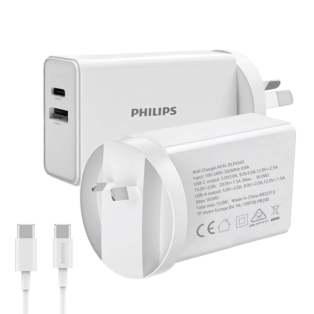 4895229134928-philips-30w-wall-charger-adapter-w-usb-c-to-type-c-cable-for-samsung-white