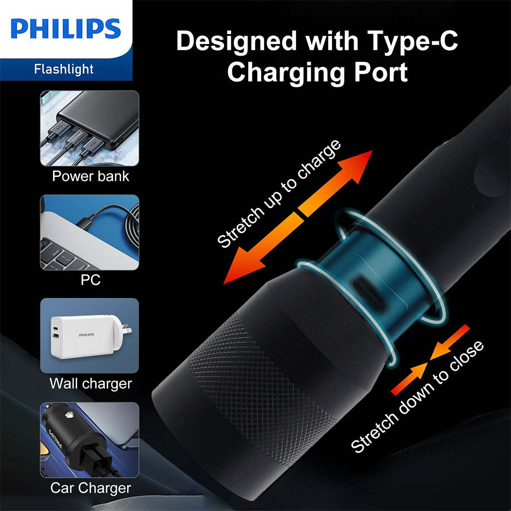 4895229136137-philips-rechargeable-led-handheld-1100lm-flashlight-black