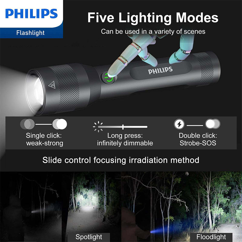 4895229136137-philips-rechargeable-led-handheld-1100lm-flashlight-black