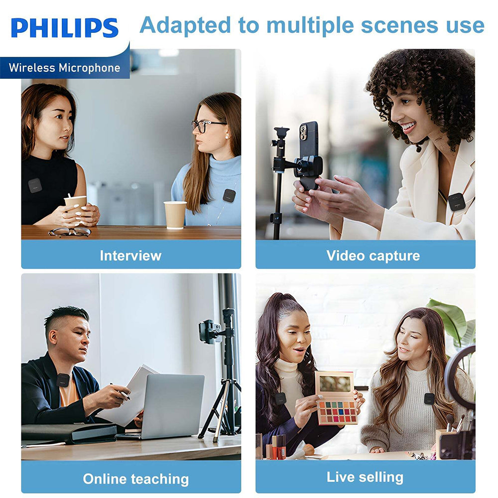 6951613954881-2pc-philips-2-4ghz-wireless-microphone-sound-recorder-collector-black