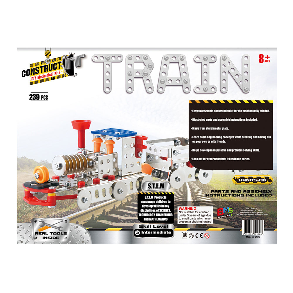 239pc Construct IT DIY Train Toy w/ Tools Kit Kids 8y+