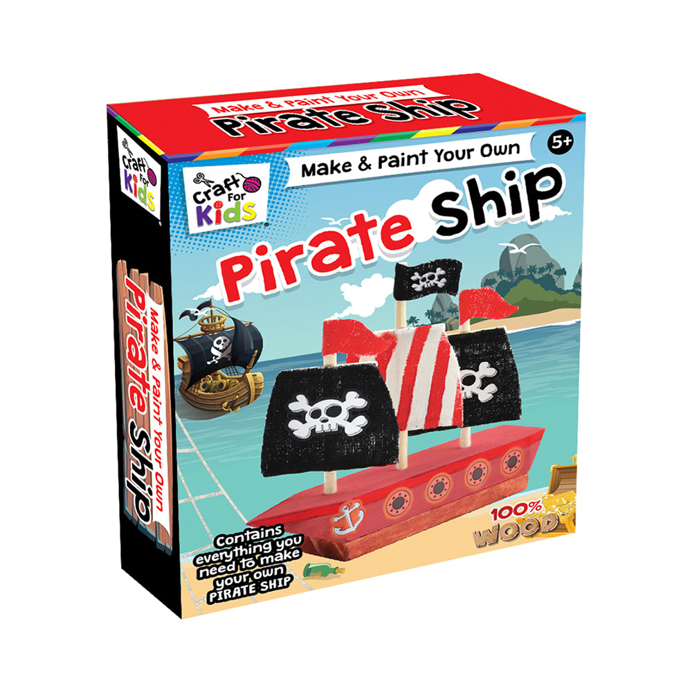 Craft For Kids Make & Paint Your Own Pirate Ship Activity Kit 5y+