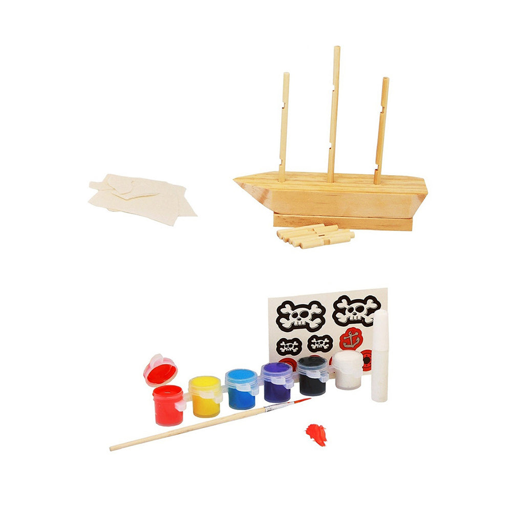 Craft For Kids Make & Paint Your Own Pirate Ship Activity Kit 5y+