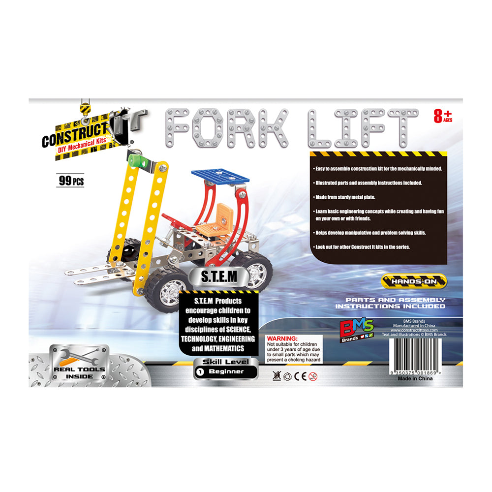 99pc Construct IT DIY Forklift Toy w/ Tools Kit Kids 8y+