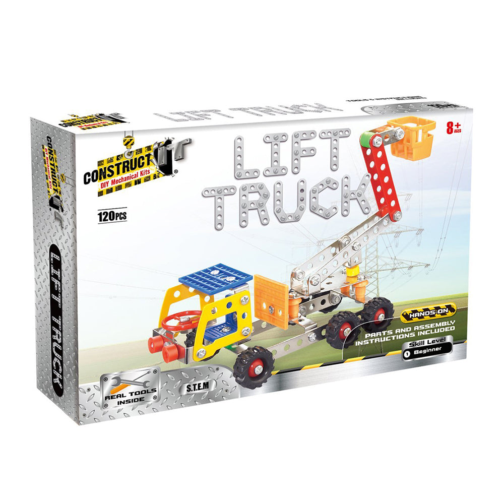 120pc Construct IT DIY Lift Truck Toy w/ Tools Kit Kids 8y+
