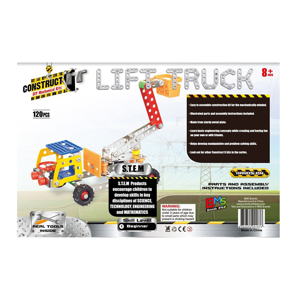 120pc Construct IT DIY Lift Truck Toy w/ Tools Kit Kids 8y+