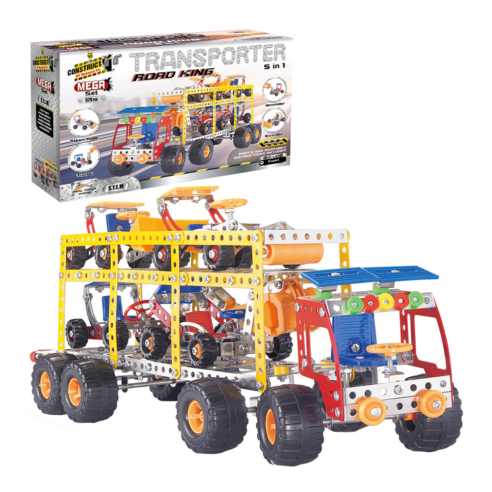 579pc Construct IT DIY 5-in-1 Transporter Truck Toy w/ Tools Kit Kids 8y+