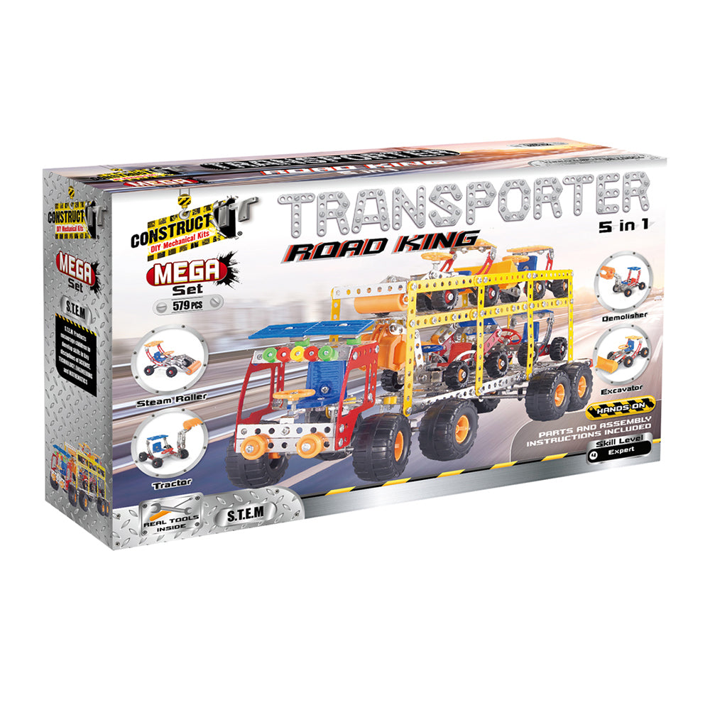 579pc Construct IT DIY 5-in-1 Transporter Truck Toy w/ Tools Kit Kids 8y+