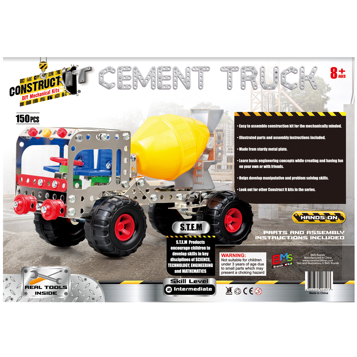 150pc Construct IT DIY Cement Truck Toy w/ Tools Kit Kids 8y+