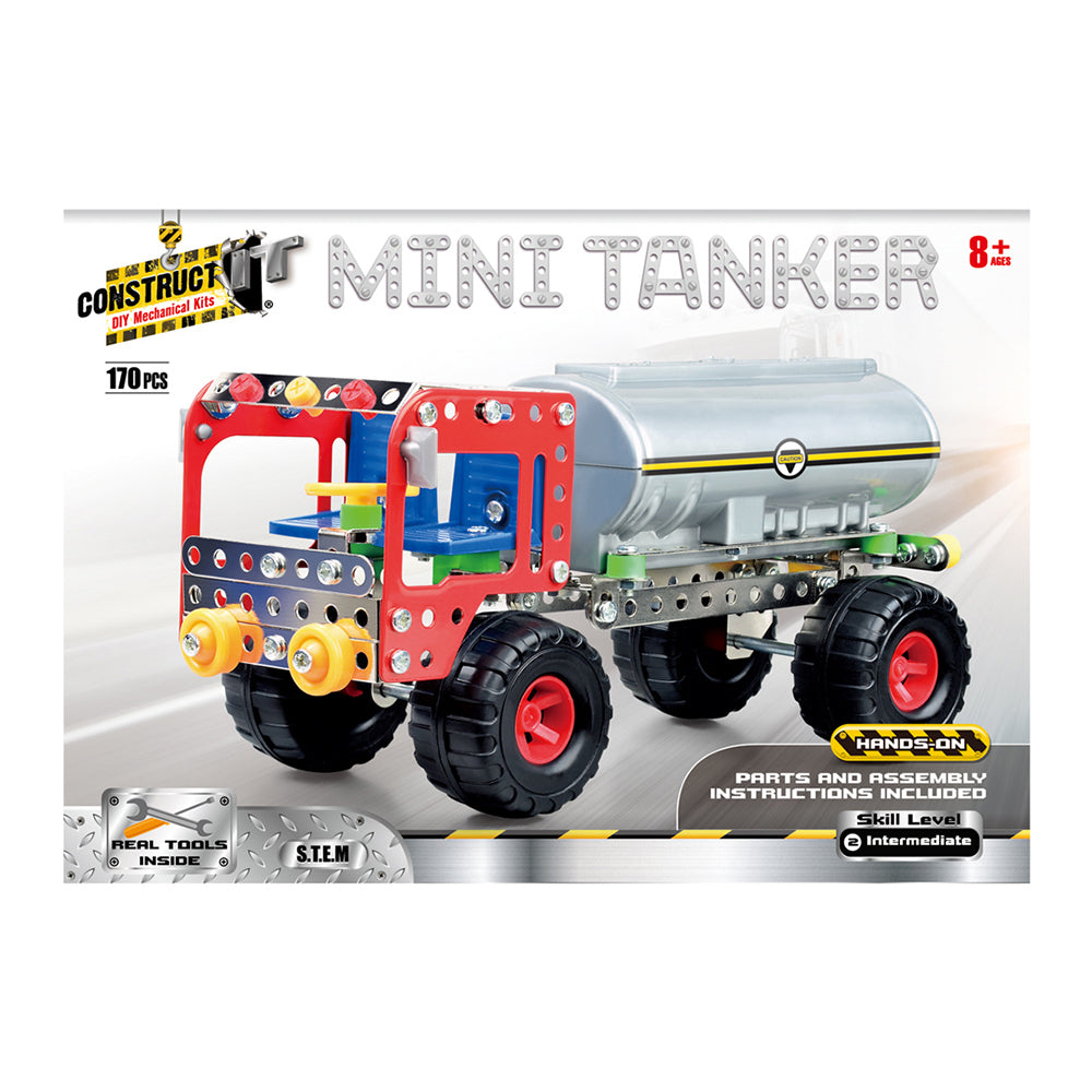 170pc Construct IT DIY Tanker Truck Toy w/ Tools Kit Kids 8y+