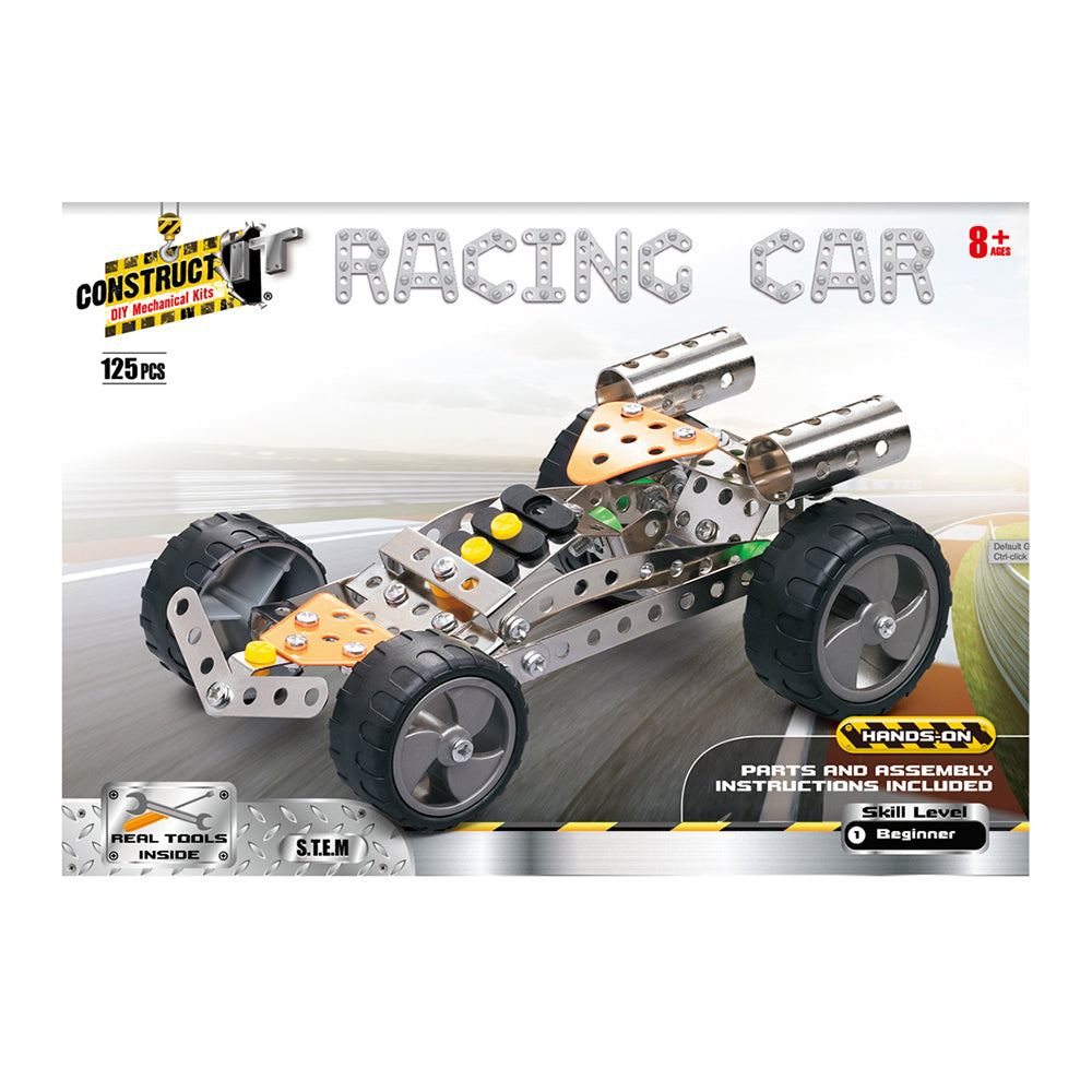 125pc Construct IT DIY Racing Car Toy w/ Tools Kit Kids 8y+