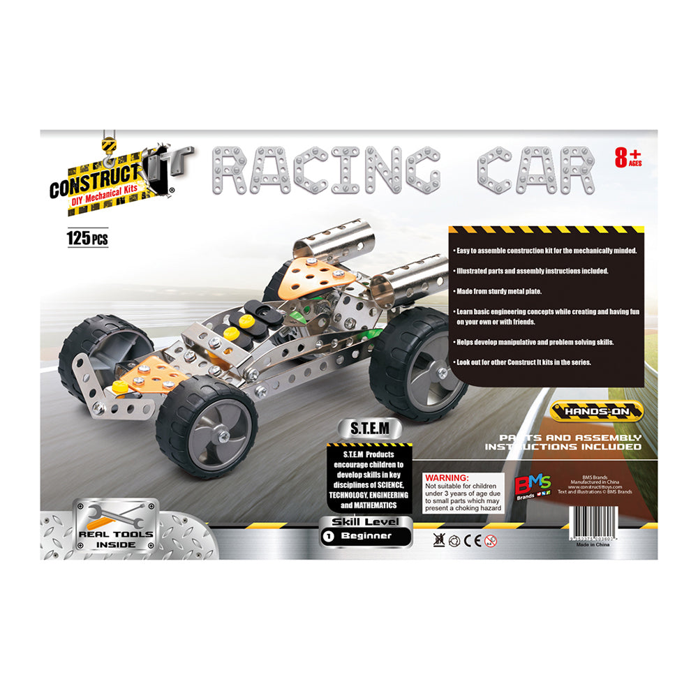 125pc Construct IT DIY Racing Car Toy w/ Tools Kit Kids 8y+
