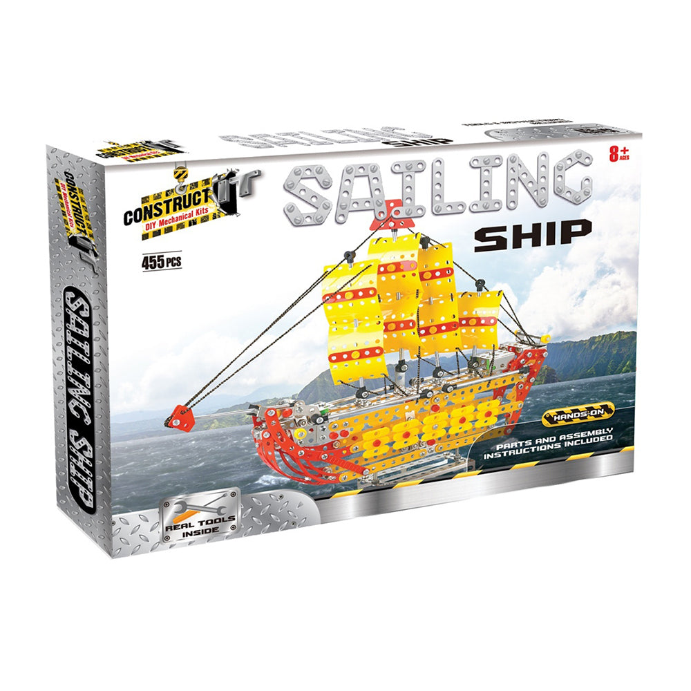 455pc Construct IT Mega Set DIY Sailing Ship Toy w/ Tools Kit Kids 8y+