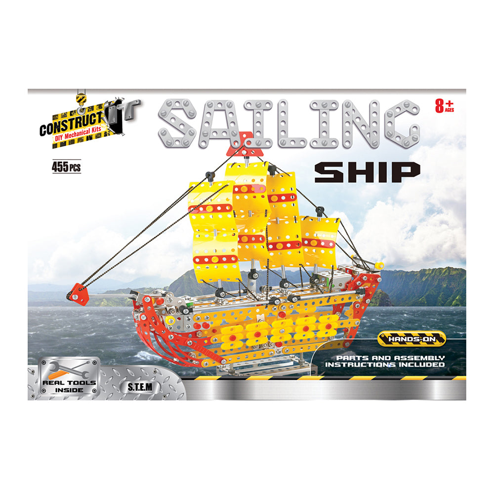 455pc Construct IT Mega Set DIY Sailing Ship Toy w/ Tools Kit Kids 8y+
