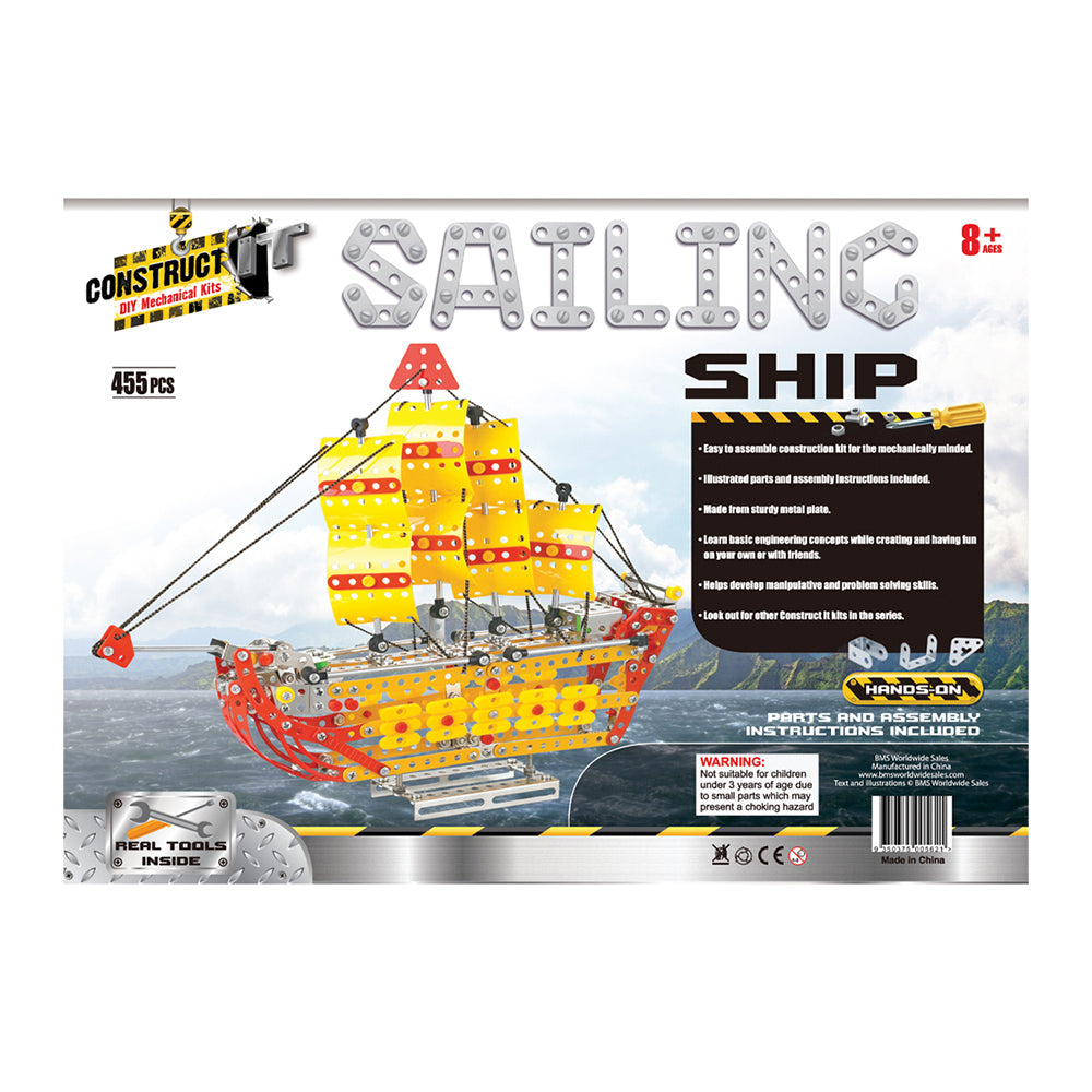 455pc Construct IT Mega Set DIY Sailing Ship Toy w/ Tools Kit Kids 8y+