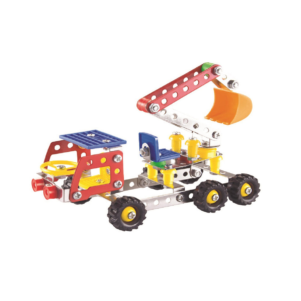 129pc Construct IT DIY Back Hoe Truck Toy w/ Tools Kit Kids 8y+