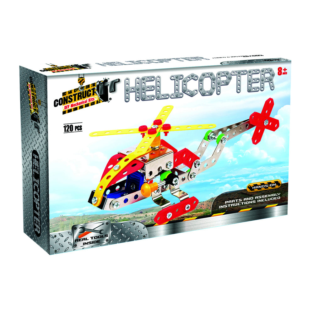 120pc Construct IT DIY Helicopter Toy w/ Tools Kit Kids 8y+