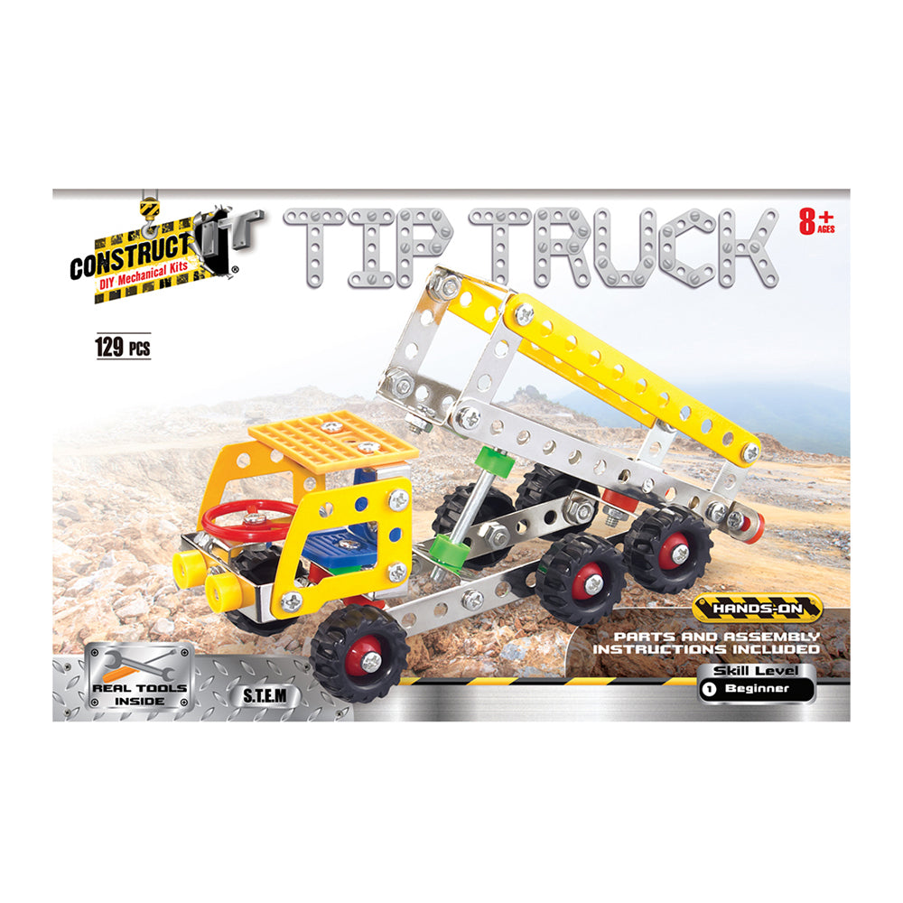 129pc Construct IT DIY Tip Truck Toy w/ Tools Kit Kids 8y+