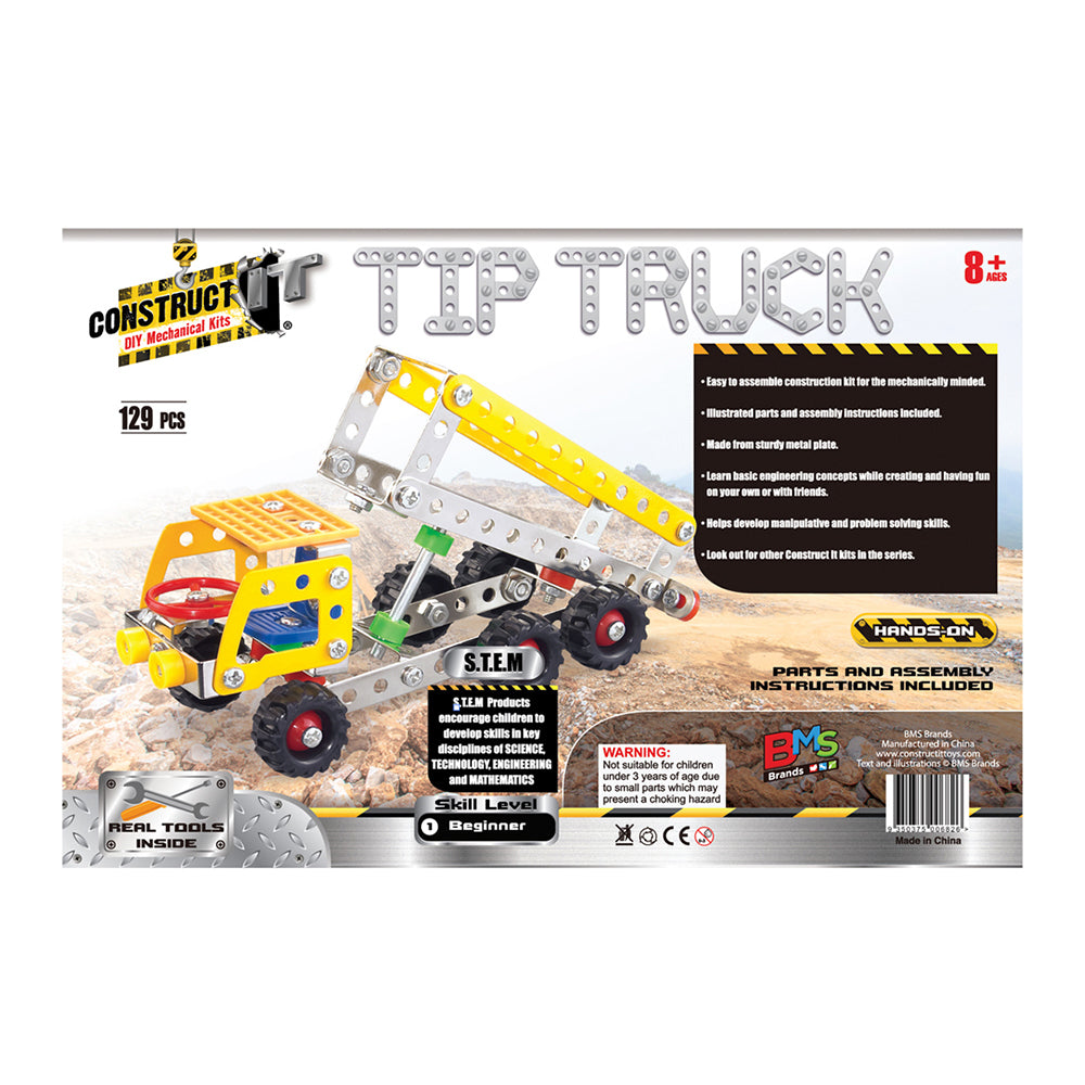 129pc Construct IT DIY Tip Truck Toy w/ Tools Kit Kids 8y+