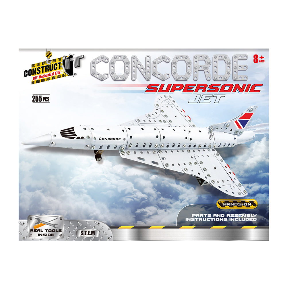 255pc Construct IT DIY Concorde Jet Toy w/ Tools Kit Kids 8y+