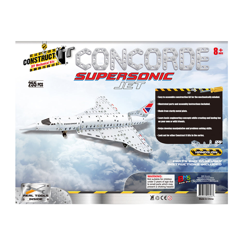 255pc Construct IT DIY Concorde Jet Toy w/ Tools Kit Kids 8y+