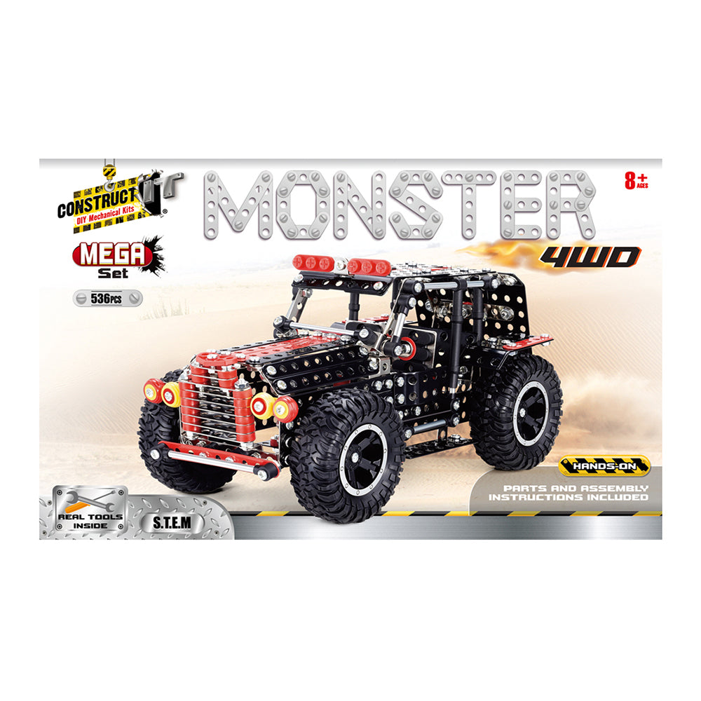536pc Construct IT Mega Set DIY Monster 4WD Vehicle Toy w/Tools Kit Kids 8+