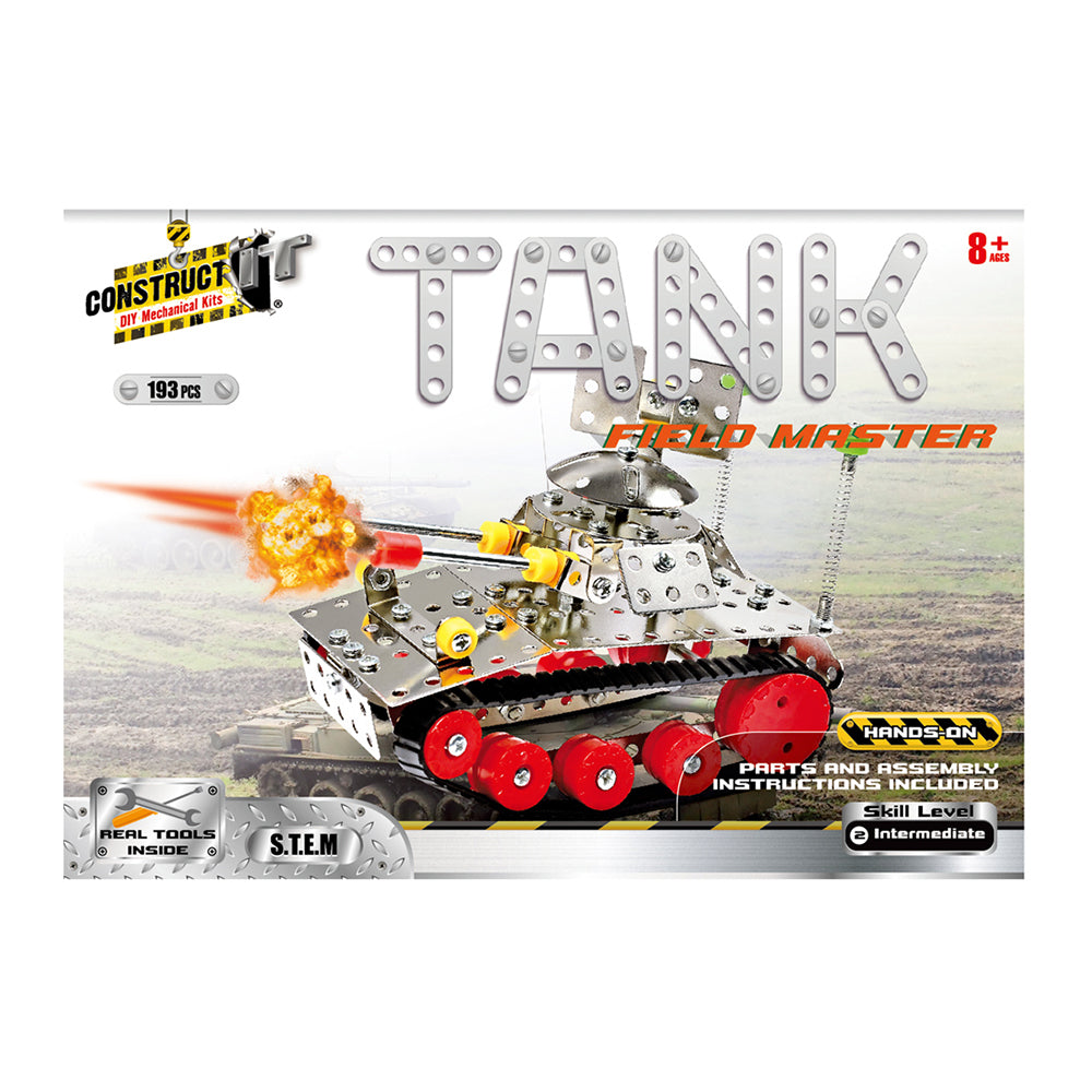 150pc Construct IT DIY Tank Field Master Toy w/ Tools Kit Kids 8y+