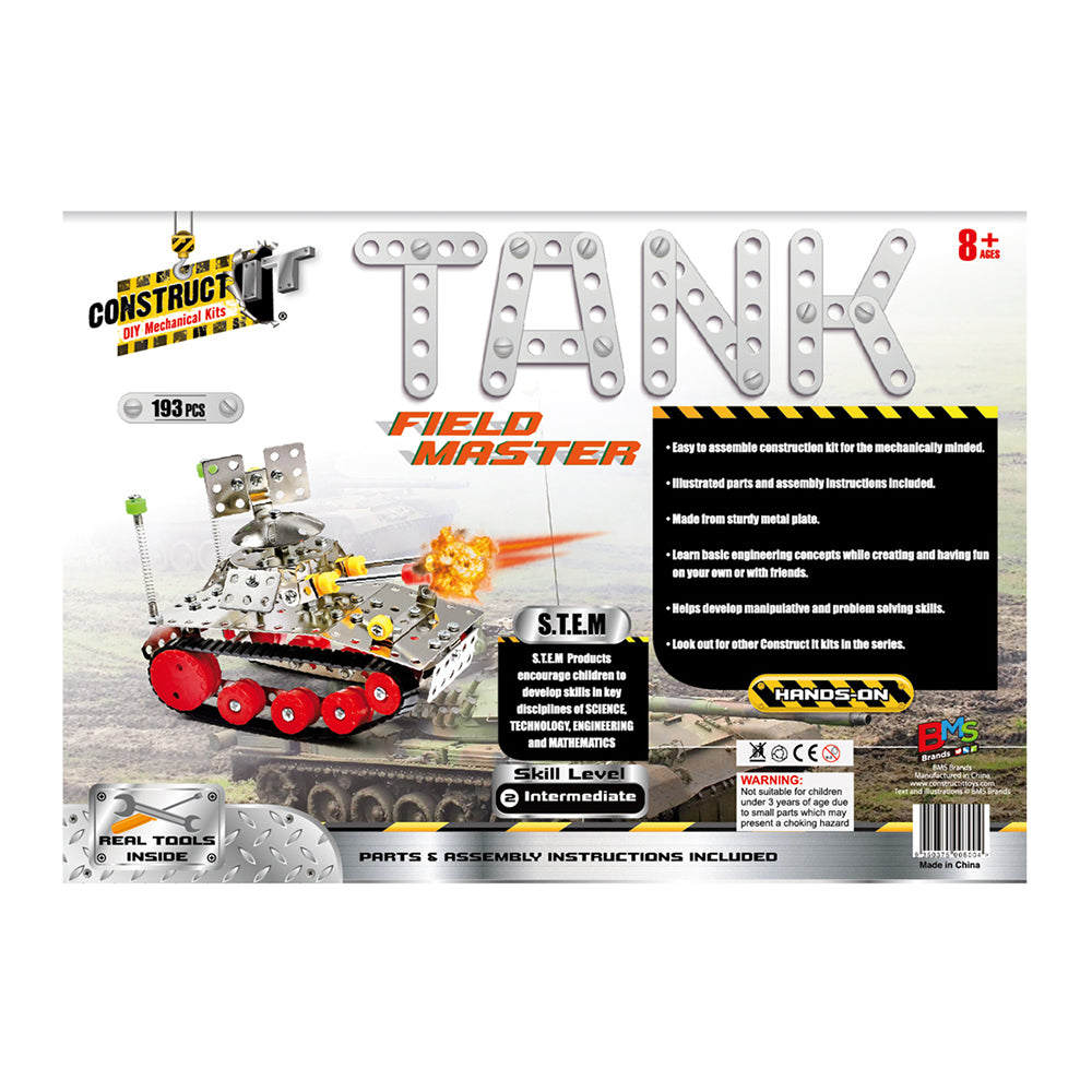 150pc Construct IT DIY Tank Field Master Toy w/ Tools Kit Kids 8y+