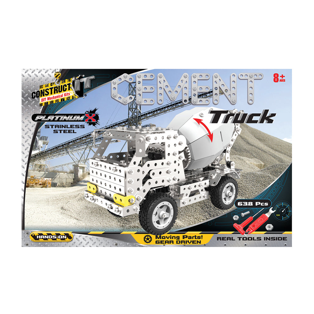 669pc Construct IT Platinum-X DIY Cement Truck Toy w/ Tools Kit Kids 8y+