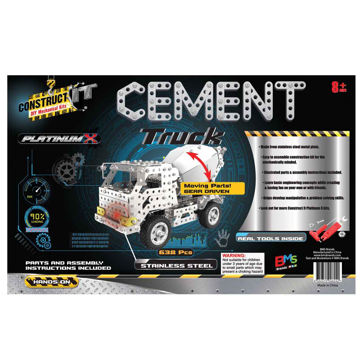 669pc Construct IT Platinum-X DIY Cement Truck Toy w/ Tools Kit Kids 8y+