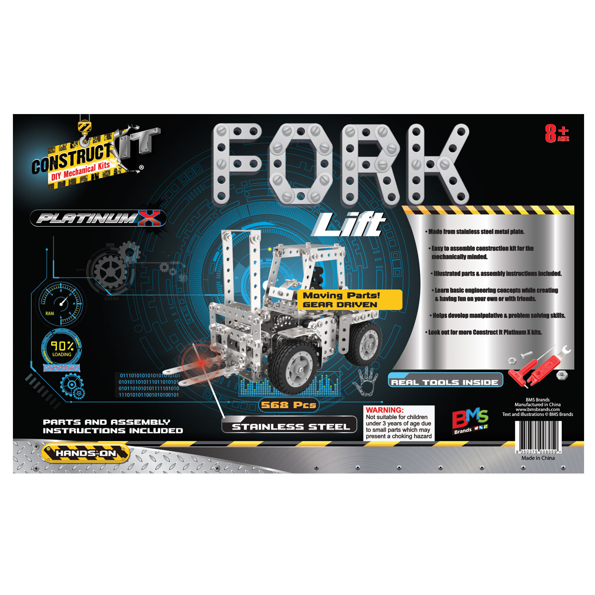 589pc Construct IT Platinum-X DIY Fork Lift Toy w/ Tools Kit Kids 8y+