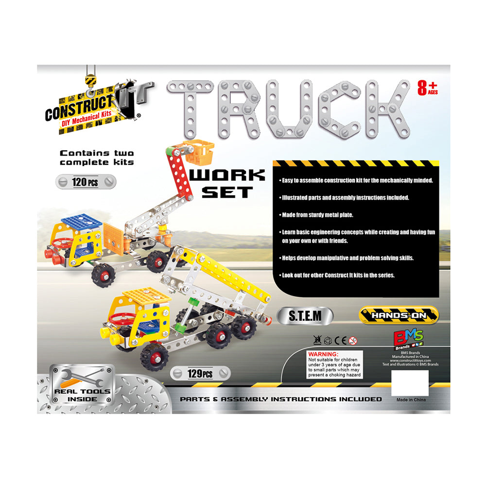 120pc Construct IT DIY Truck Work Set Toy w/ Tools Kit Kids 8y+
