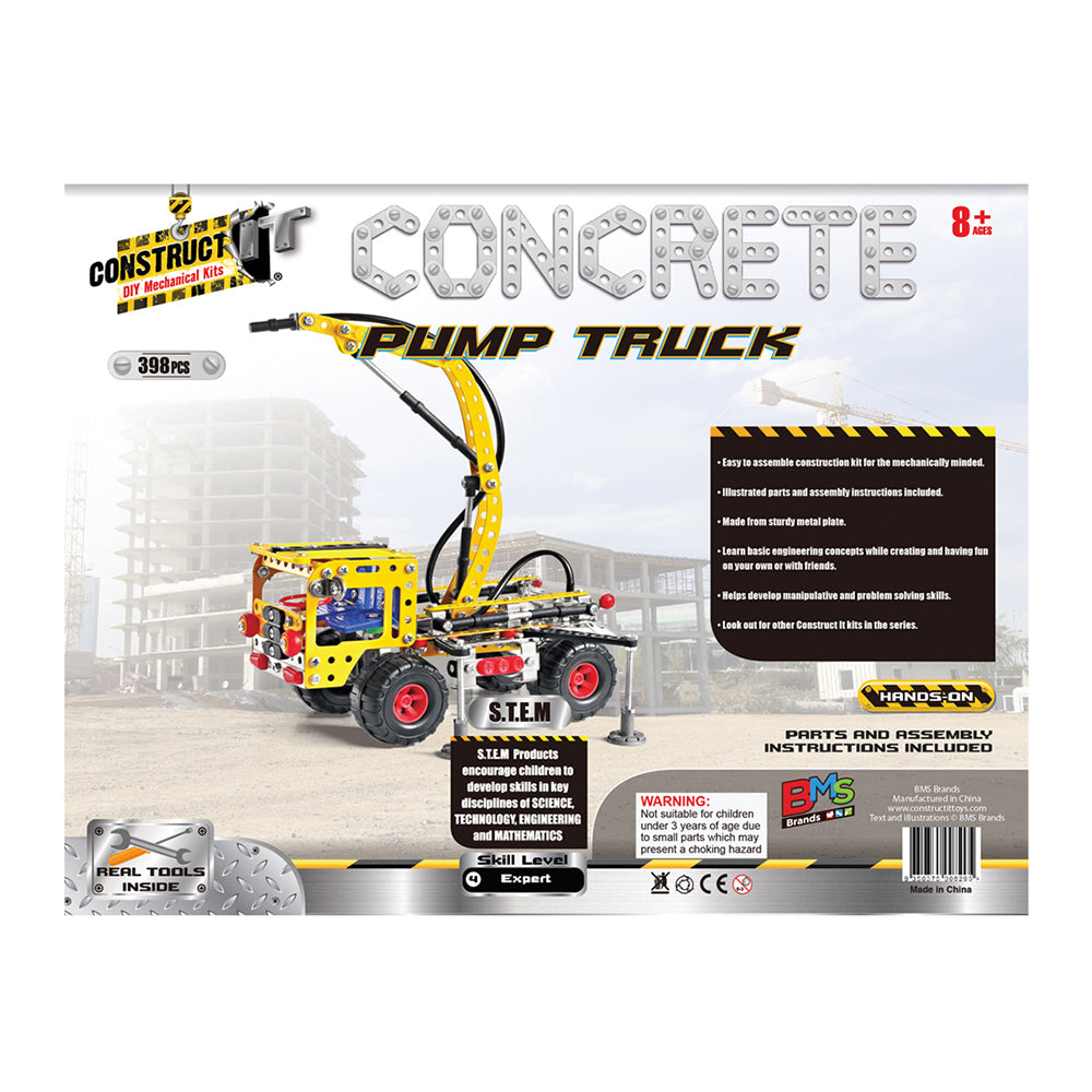 398pc Construct IT DIY Pump Truck Toy w/ Tools Kit Kids 8y+