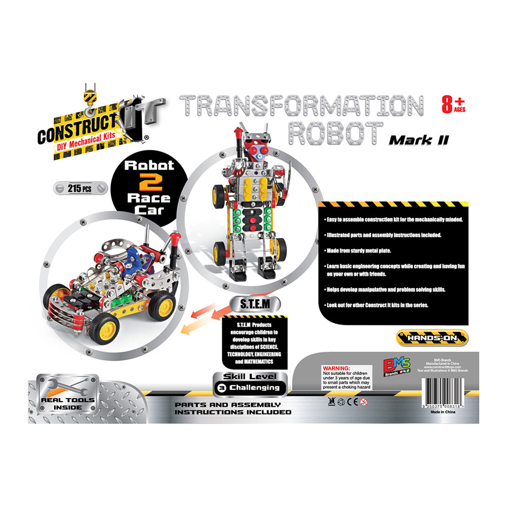 215pc Construct IT Transformation Robot Mark 2 Toy w/ Tools Kit Kids 8y+