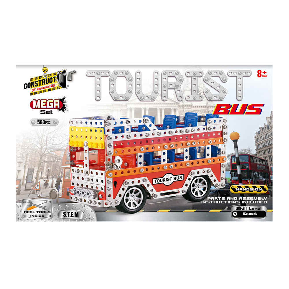 563pc Construct IT Mega Set DIY Tourist Bus Toy w/ Tools Kit Kids 8y+