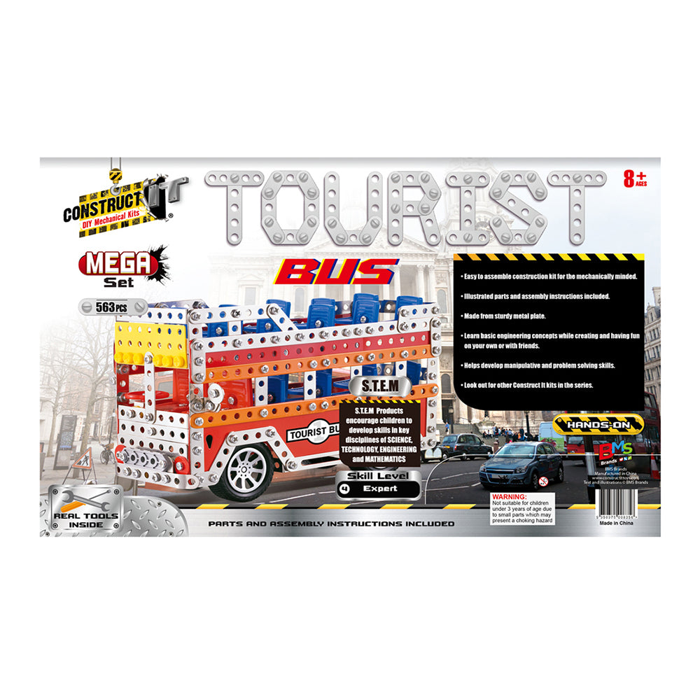 563pc Construct IT Mega Set DIY Tourist Bus Toy w/ Tools Kit Kids 8y+