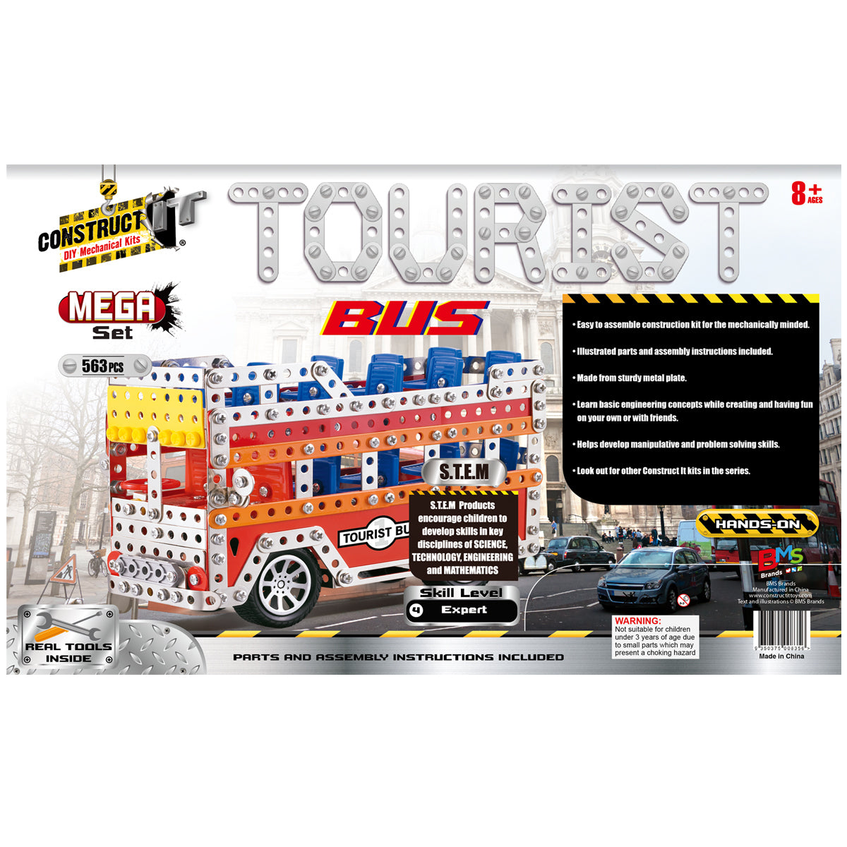 563pc Construct IT Mega Set DIY Tourist Bus Toy w/ Tools Kit Kids 8y+