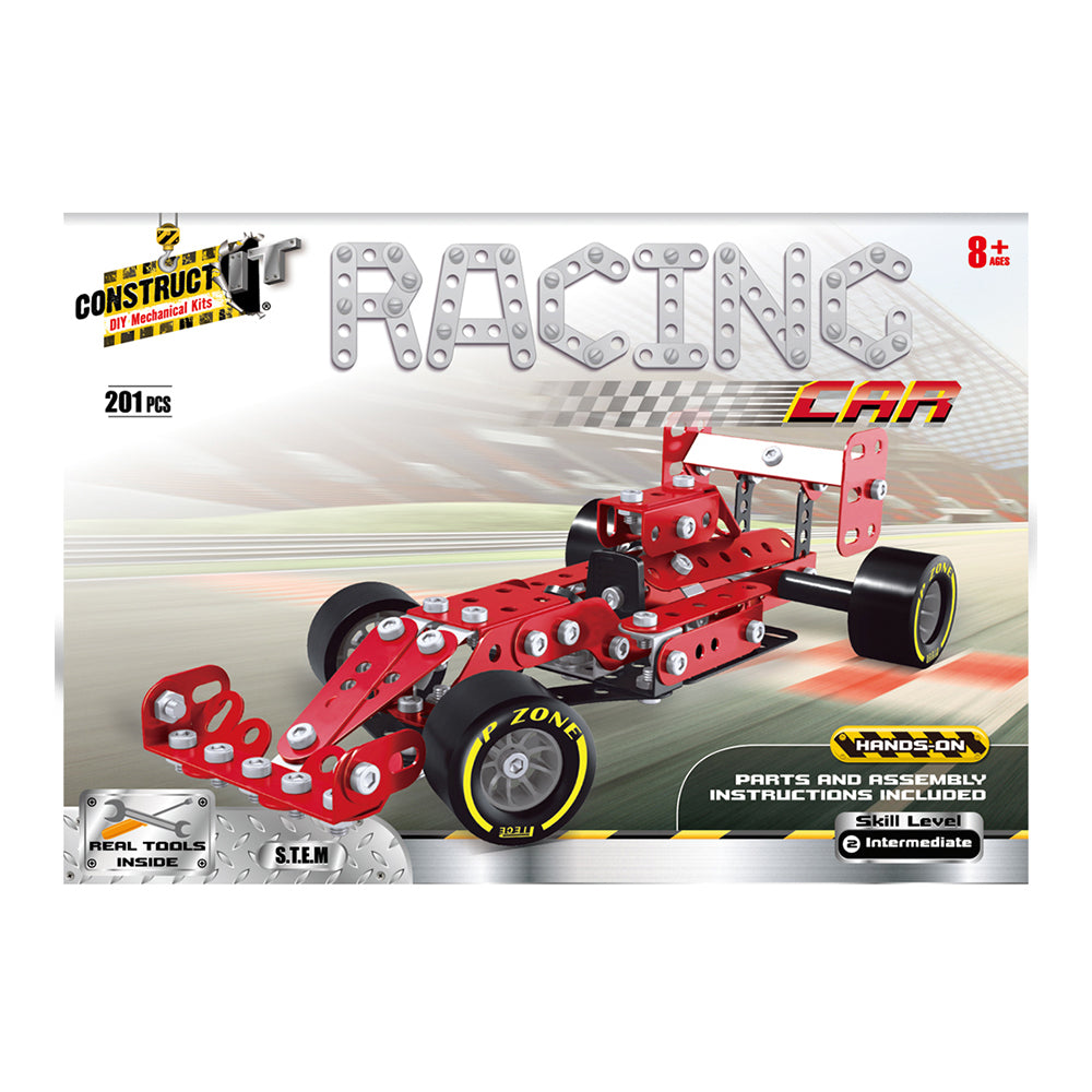 201pc Construct IT DIY Racing Car F1 Toy w/ Tools Kit Kids 8y+