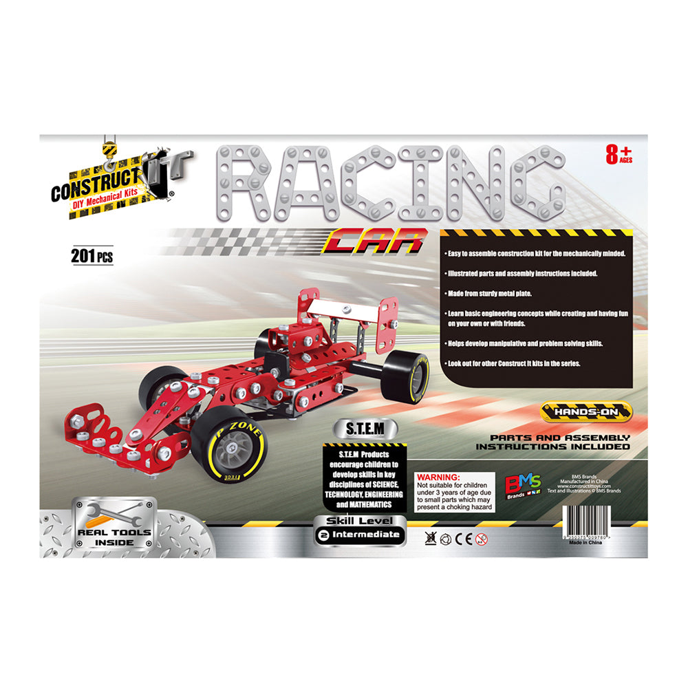 201pc Construct IT DIY Racing Car F1 Toy w/ Tools Kit Kids 8y+