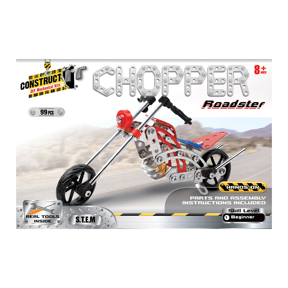 99pc Construct IT DIY Chopper Roadster Toy w/ Tools Kit Kids 8y+